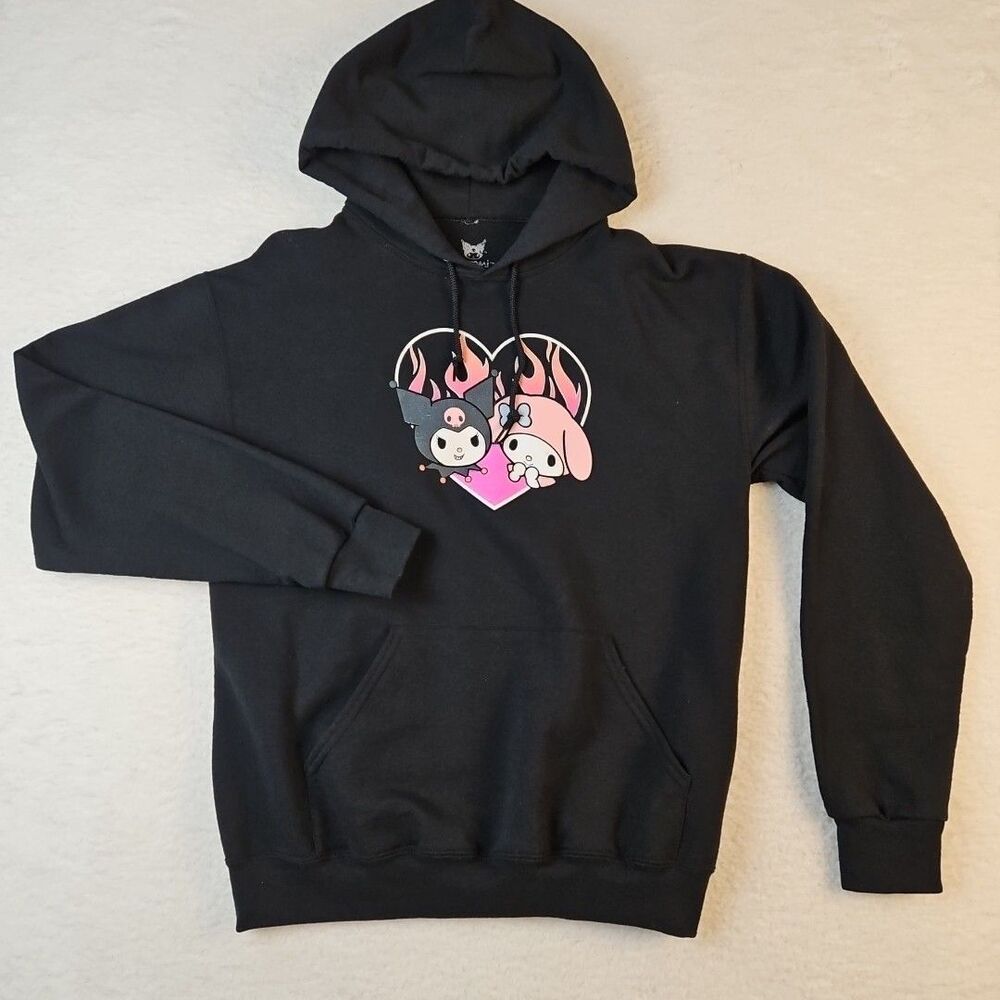 Sanrio Adult Medium Kuromi My Melody Hoodie Pullover Goth Sweatshirt Black‎